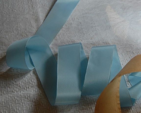 yds VINTAGE FRENCH LIGHT BLUE MILLINERY TAFFETA RIBBON TRIM  