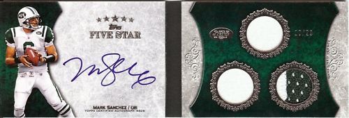 MARK SANCHEZ 2010 TOPPS FIVE STAR TRIPLE PATCH/AUTO /20  