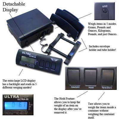 75 Lbs Ultraship Postal Scale Digital Mail w/AC Adapter  