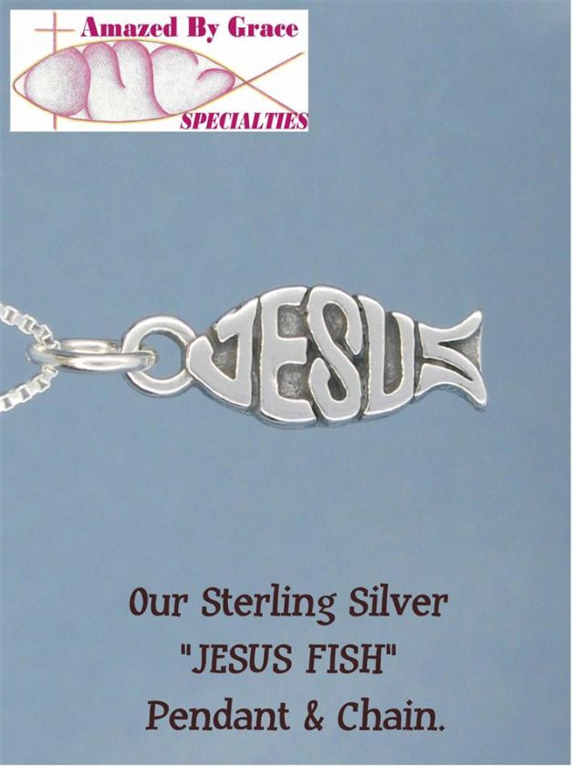 Sterling Silver JESUS FISH Ichthys Pendant   NEW  