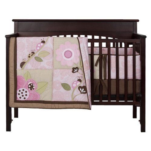 CIRCO 3 PC CRIB INFANT BEDDING LADYBUG PINK FLOWERS BUMPER COMFORTER 