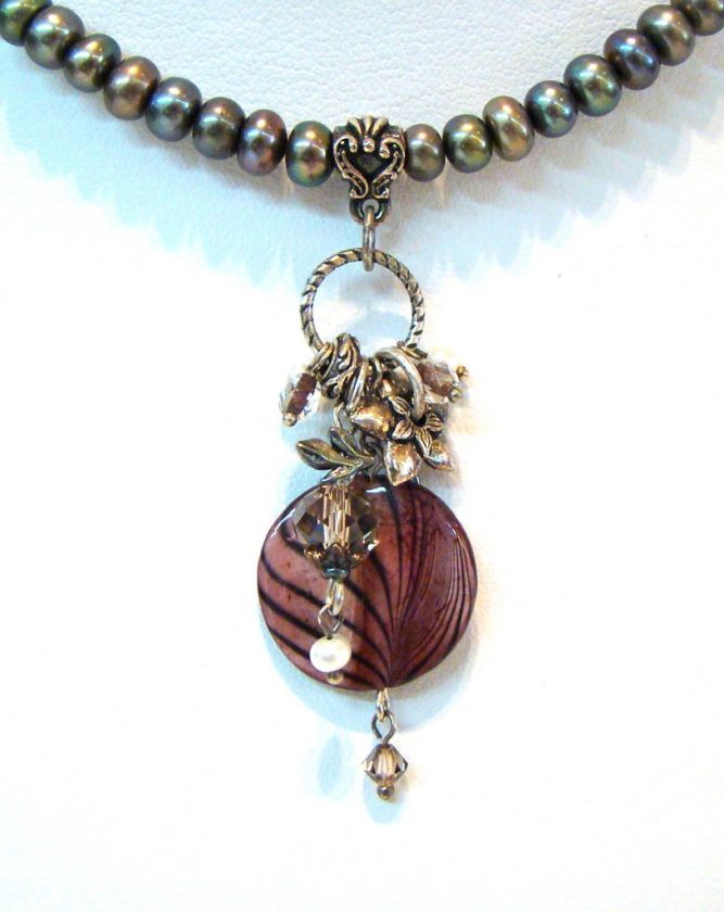 DESERT HEART Fresh Water Pearl & Painted Shell Necklace  