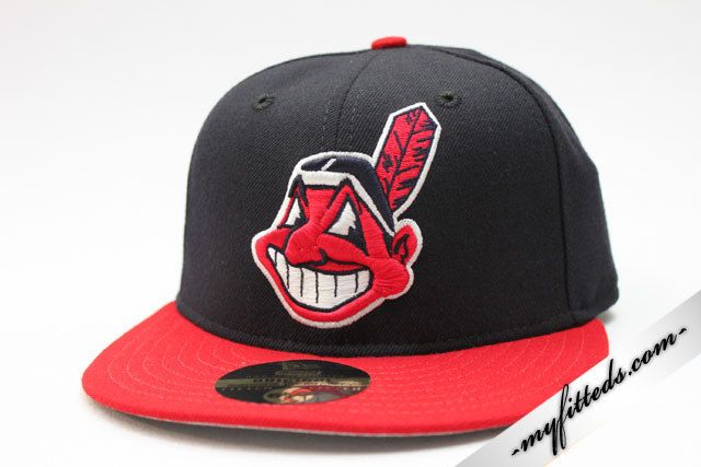 Cleveland Indians Grey Under Brim New Era Fitted Cap  