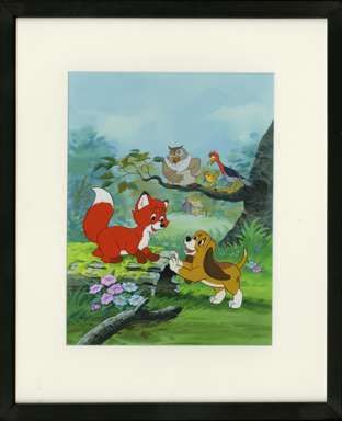 DISNEYS FOX & THE HOUND PAINTED ILLUSTRATION ORIG ART  