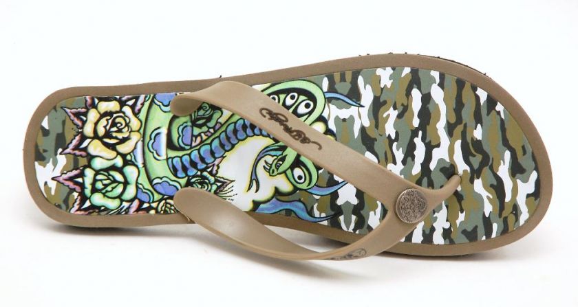 NEW ED HARDY TATTOO SNAKE MEN Thong Sandal Flip Flop 11  