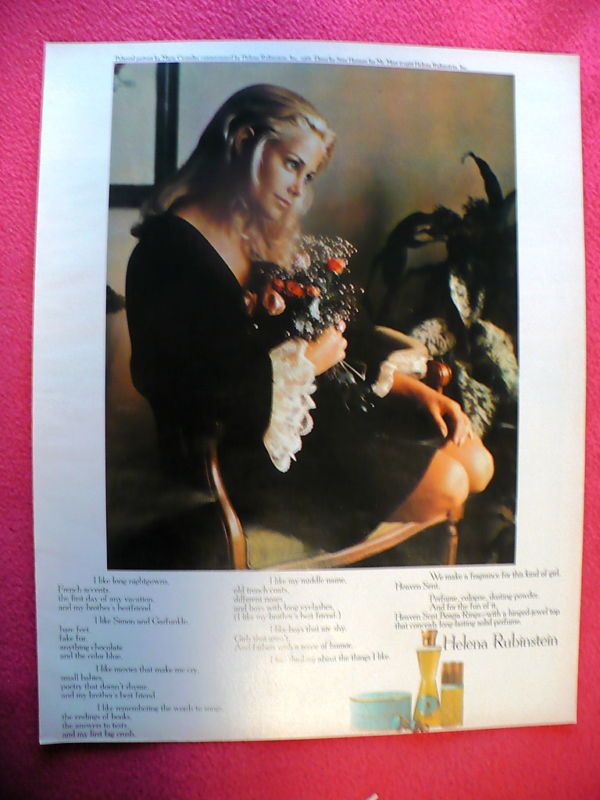 1968 HELENA RUBENSTEIN HEAVEN SENT PERFUME AD BLONDE  