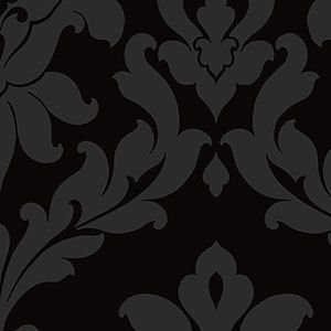 Black Tone on Tone Large Damask Wallpaper  