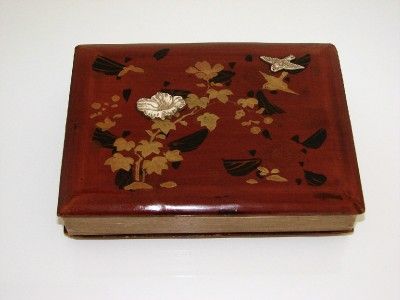   JAPANESE LACQUER DOUBLE PHOTO ALBUM 51 HAND TINTED PHOTOS MEIJI  