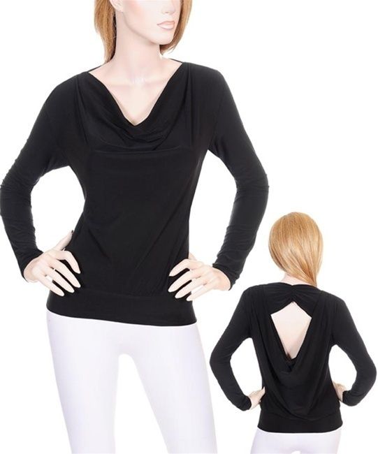 Black Open Back Cowl Party Top Shirt Blouse S M L NEW  