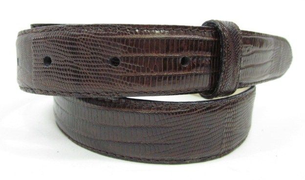 ROBERT LEE MORRIS Dark Brown Lizard Skin Belt Sz M  