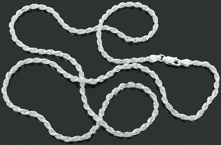   Sterling Silver 2.5 mm Diamond Cut French Rope Chain Hip Hop Necklace