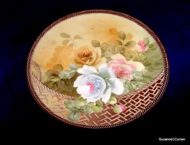 Nippon Noritake Basket of Roses Moriage Plaque Charger  