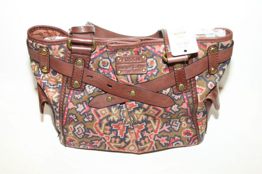 Fossil ZB5175998 Adrina Shopper Leather / Canvas Purse NWT $158  