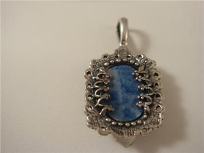 Sterling Silver Pendant/Necklace Blue Stone Retro *WOW*  