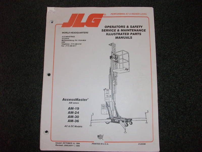 JLG AM19/AM24/AM30/AM36 Oper parts service maint manual  
