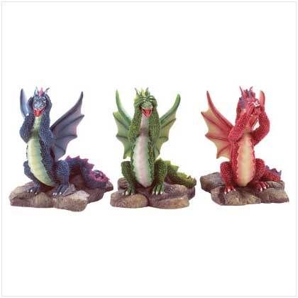 See Hear Speak No Evil Colorful Dragons NEW  