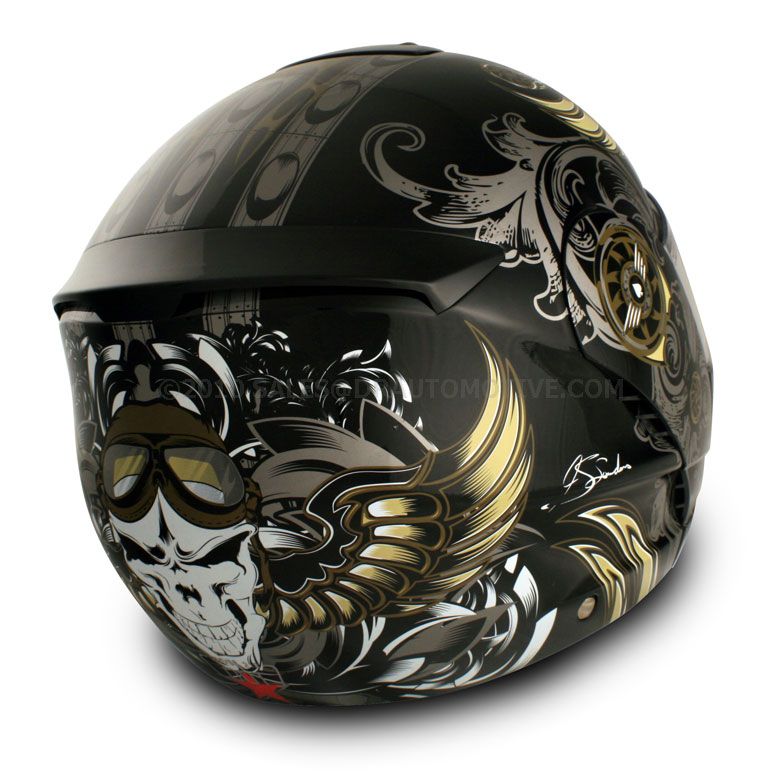 VCAN MOTORCYCLE HELMET DOT NEW V210 AVIATOR/BLACK M  