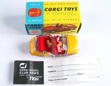 CORGI 242 GHIA FIAT 600 JOLLY, YELLOW, 1966, VERY RARE, MIB  