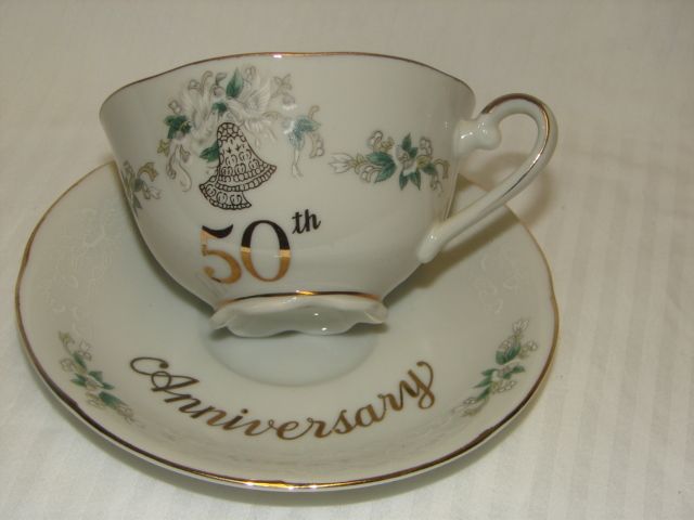 Vintage Lefton China 50 th Anniversary Cup and Saucer  