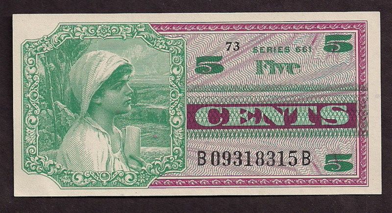 US MILITARY PAYMENT 5 CENTS SERIES 661   315B * AU/UNC  