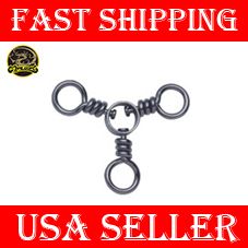 12Pcs. Manloong Fishing Black Brass 3 Way Swivel 2/0  