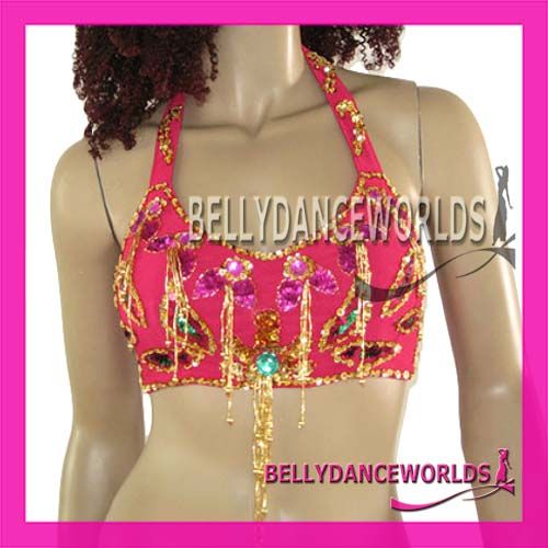 BELLY DANCE EGYPT COSTUME SET TOP SKIRT BOLLYWOOD DANCING GOLD BEADED 