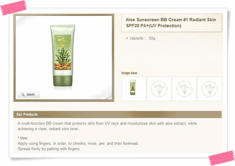 SKINFOOD Aloe Sunscreen BB Cream 50mL #1 Radiant Skin  