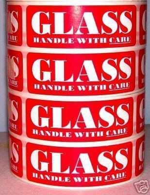 250 1x3 FRAGILE GLASS HANDLE WITH CARE LABEL STICKER  