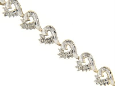 10K GOLD GENUINE DIAMOND HEART LADIES BRACELET JEWELRY  