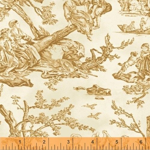 Toile in Tan Dear Jane II 1800s Civil War Repro Windham Cotton Fabric 