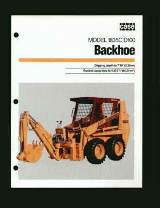 Case 1845C Uni Loader D100 Backhoe Specifications Brochure 1988