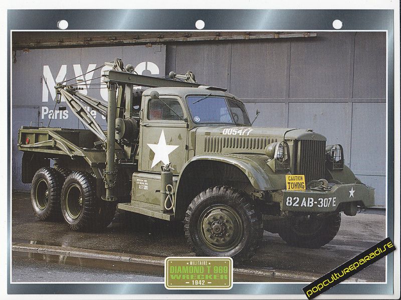 1942 DIAMOND T 969 WRECKER Army TRUCK PHOTO SPEC SHEET  