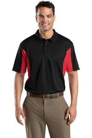 Sport Tek ST655 Mens Polo Shirt  Black/Red  