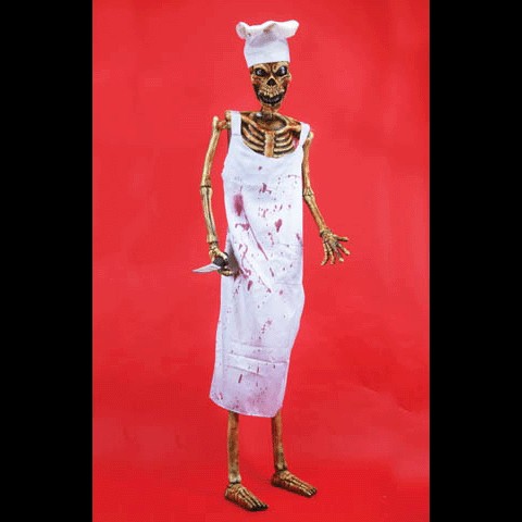 FT BUTCHER SKELETON Blood Hat Prop Halloween Bones Skull Bloody 