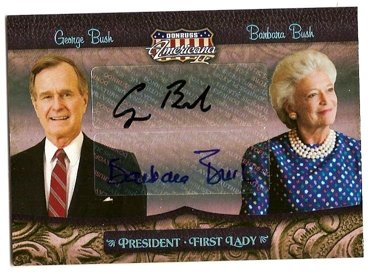 2008 DONRUSS AMERICANA GEORGE BUSH BARBARA DUAL AUTO /50 SIGNED 