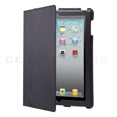 iPad 2 Magnetic Smart Cover Leather Case Stand Black  