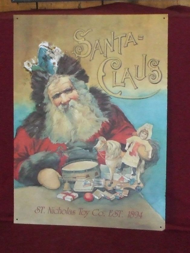 12 X 17 TIN / METAL POSTER SANTA CLAUS/TOY CO.1894  