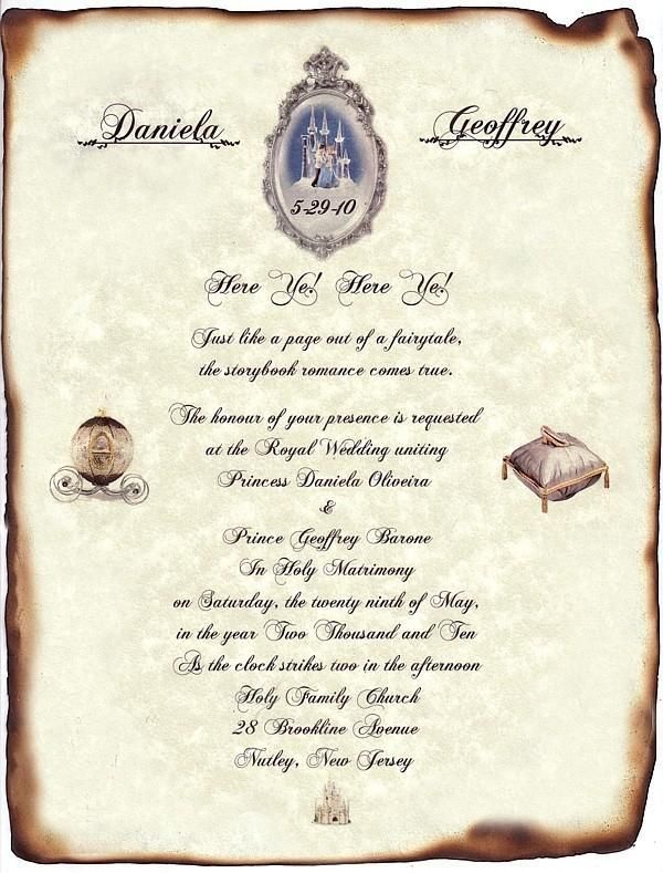FairyTale Castle Cinderella Wedding Scroll Invitations  