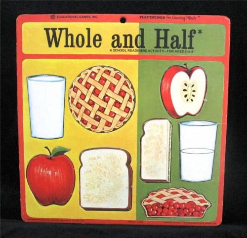 Vintage Childrens Preschool Puzzle Match Whole & Half  