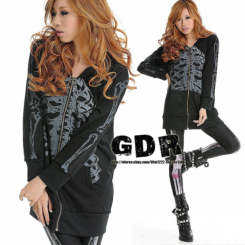 FreeShip  SWEET PUNK BLACK HOODIE 3D SKULL PRINTED PUNK 201129 JACKET 