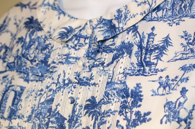 Vintage McMullen Shirtwaist BlueToile Dress  