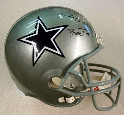   SANDERS AUTOGRAPHED SIGNED DALLAS COWBOYS HELMET PRIME TIME PSA/DNA