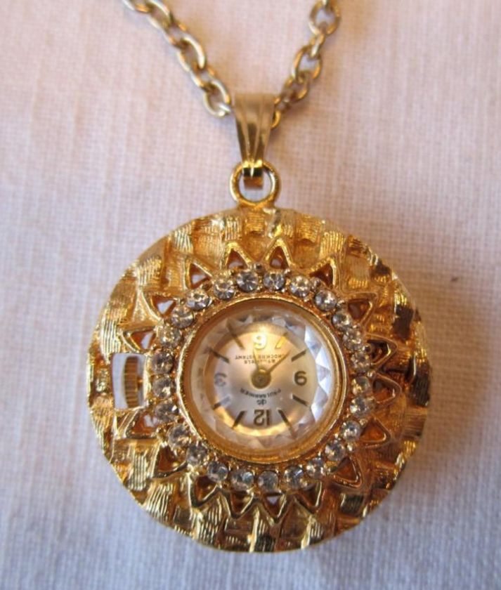 Vintage PAUL GARNIER 21j Watch Pendant & Chain Necklace  