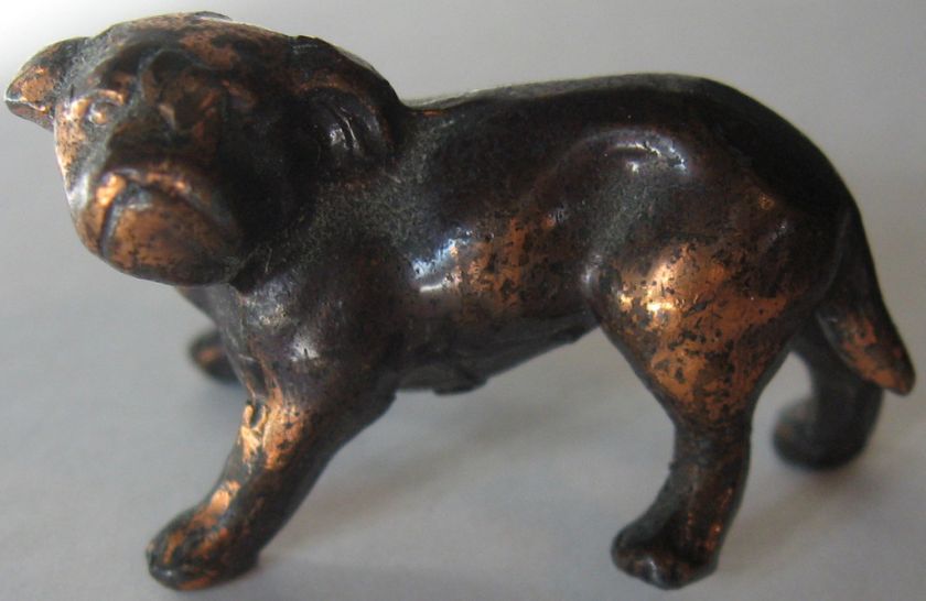 VINTAGE COPPER BULLDOG DOG DIMENSIONAL FIGURINE  