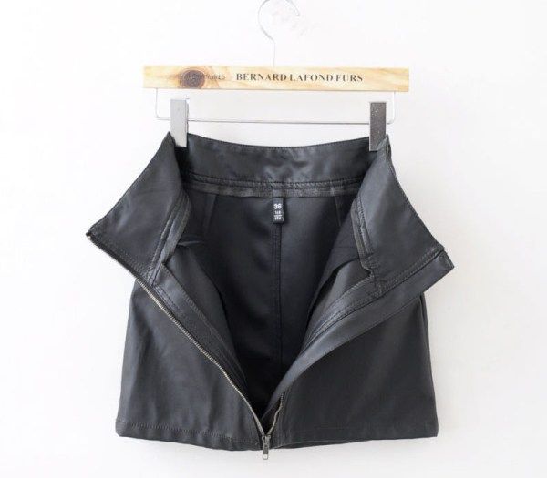 Motorcycle Biker Leather Mini Skirt Women Dress Zipped  