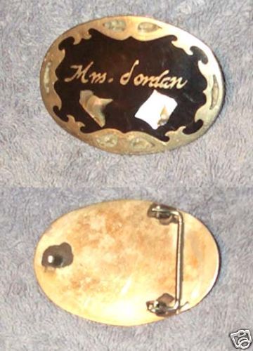 Hand Made MRS JORDAN Name Belt Buckle, Inlaid ABALONE  