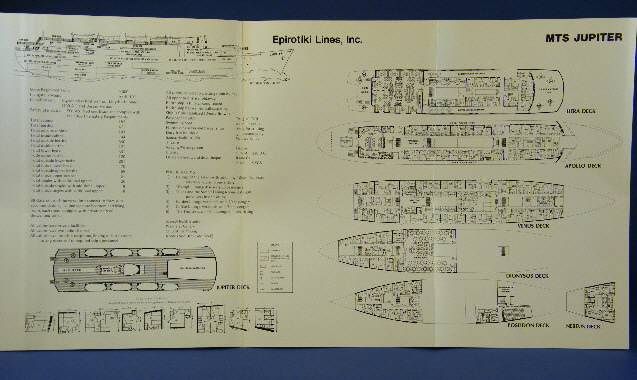 1985 86 Deck Plan Epirotiki Cruise Lines   MTS JUPITER  