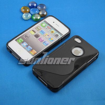   Skin Cover for iPhone 4S or iPhone 4 +Screen Guard,Black Color  