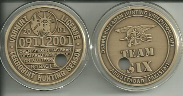 OSAMA BIN LADEN PUNCHED TICKED NAVY SEAL MILITARY COIN  