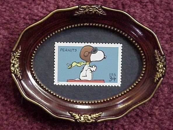 FRAMED PEANUTS SNOOPY U.S. POSTAGE STAMP  